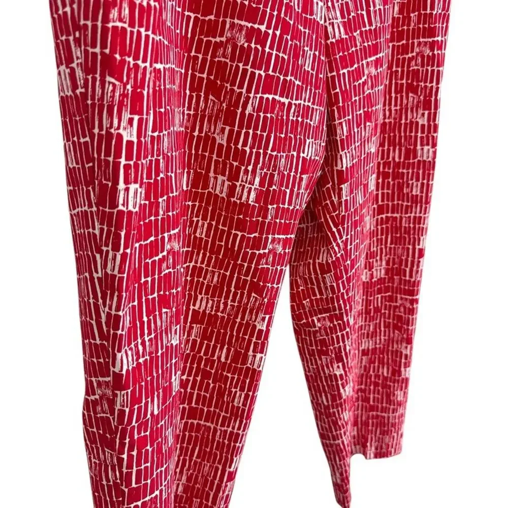 Susan Graver Womens Red White Zip Fly Stretch Elastic Waist Pants Printed 18 W - Picture 3 of 16
